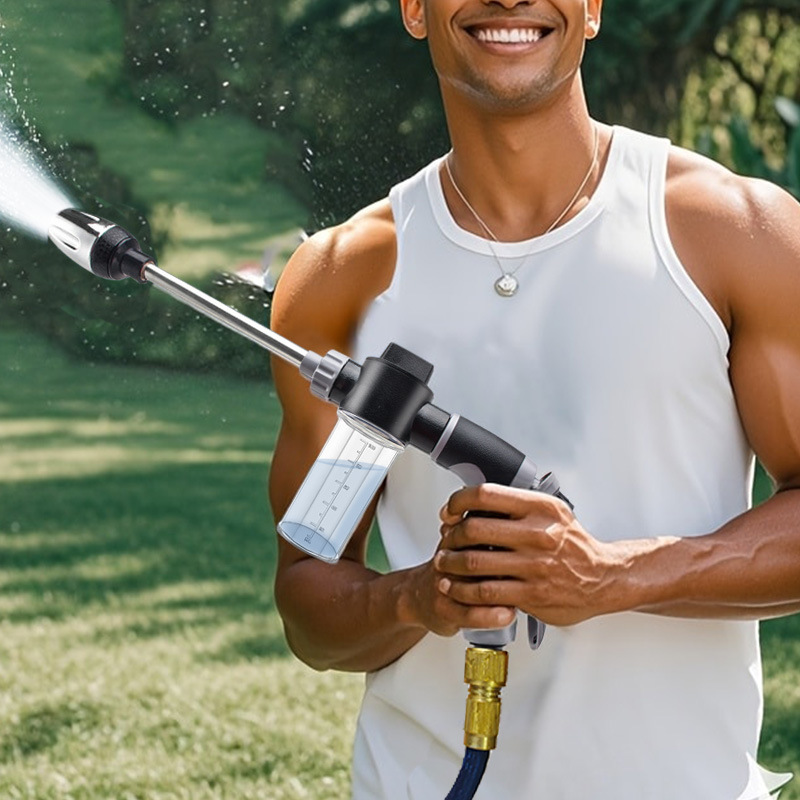 Pressure Washer Foam Gun - ปืนฉีดน้ำแรงดันสูงแบบด้ามยาวสำหรับล้างรถ หัวฉีดปรับได้สำหรับสวน สายฉีดน้ำ หัวฉีดโฟม