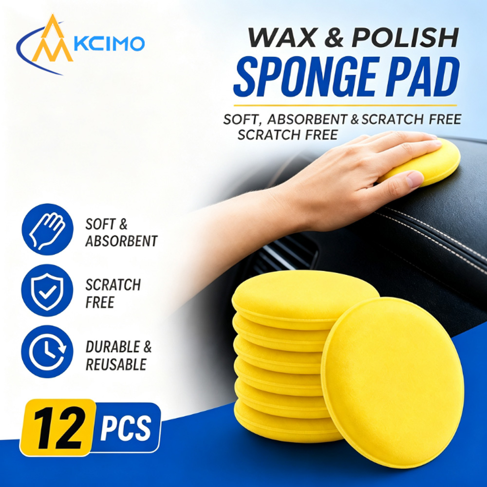 Wax Applicator Pad - 12 ชิ้น แผ่นฟองน้ำนุ่มสำหรับลงแว็กซ์รถยนต์ ฟองน้ำขัดเงาทรงกลม สำหรับลงแว็กซ์เคลือบ ทำความสะอาด