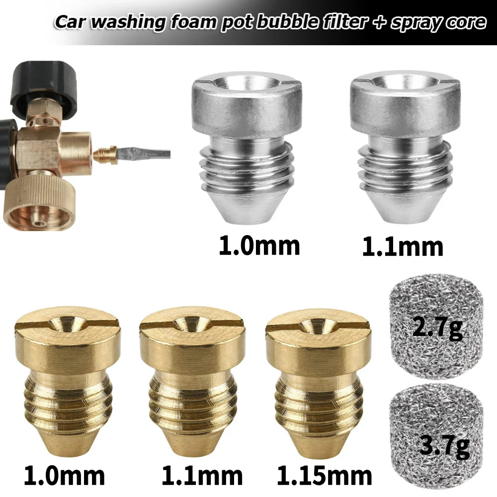 Foam Cannon Car Wash - หัวฉีดโฟมแรงดันสูง หัวฉีดโฟมแบบมีรู 1.0/1.1/1.15 มม. หัวฉีดโฟมทองแดง สำหรับล้างรถ