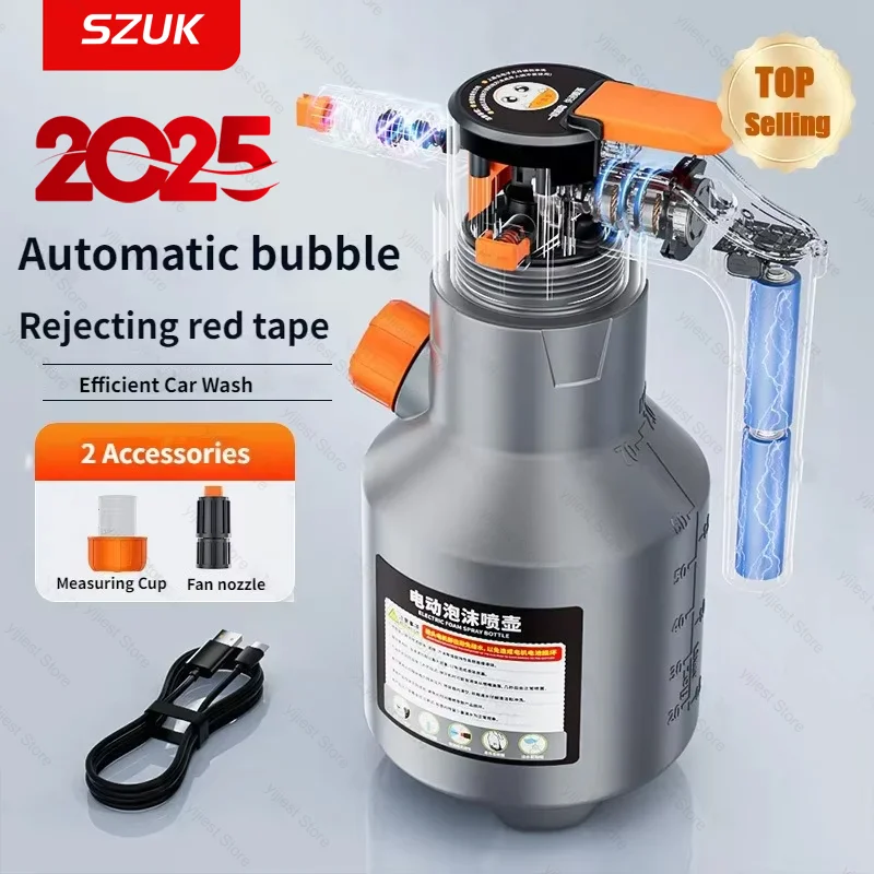 Foam Cannon Car Wash - SZUK ใหม่ไฟฟ้าโฟม Sprayer มือถือแบบชาร์จไฟได้ Professional 2L