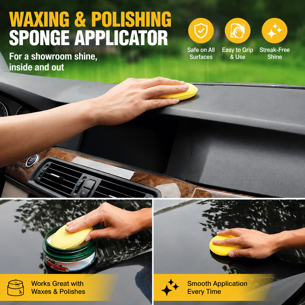 ชุดฟองน้ำขัดเงาทรงกลมสีเหลืองแ - Wax Applicator Pad บทวิจารณ์และราคา